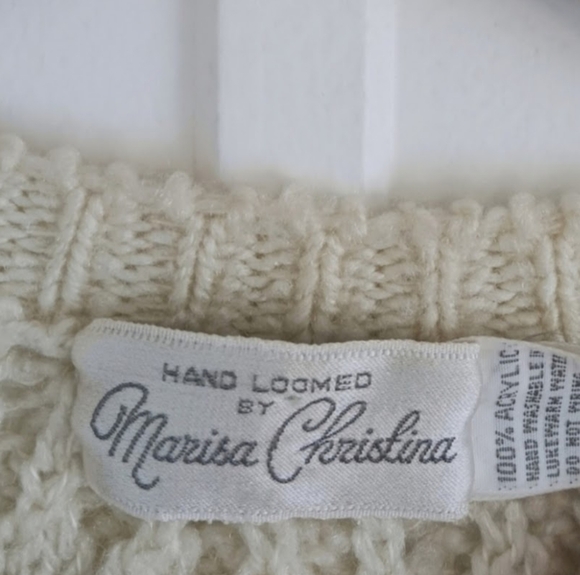 . Vintage Marisa Christina Ivory Cream Cozy Feminine Knit Cardigan Sweater . - Picture 4 of 5